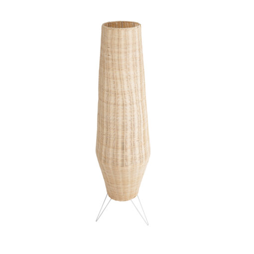 GloboStar® GloboStar® BOLSON 02013 Boho Επιδαπέδιο Φωτιστικό Μονόφωτο 1 x E27 IP20 Μπεζ Ξύλο με Λευκό Μέταλλο - Μ30 x Π30 x Υ120cm