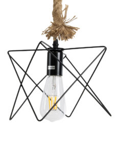 GloboStar® GLOBOSTAR® KAZEMI 02018 Μοντέρνο Κρεμαστό Φωτιστικό Οροφής με Ντουί 1 x E27 AC 220-240V IP20 - Μαύρο & Μπεζ - Μ18 x Π18 x Υ17cm