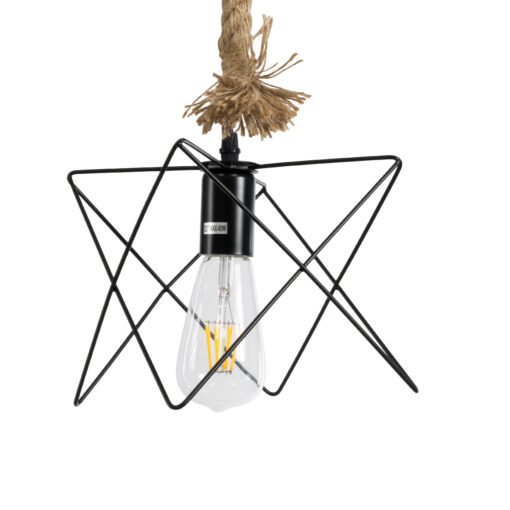 GloboStar® GLOBOSTAR® KAZEMI 02018 Μοντέρνο Κρεμαστό Φωτιστικό Οροφής με Ντουί 1 x E27 AC 220-240V IP20 - Μαύρο & Μπεζ - Μ18 x Π18 x Υ17cm