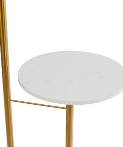 GloboStar® CORDELIA 02025 Μοντέρνο Επιδαπέδιο Φωτιστικό Μονόφωτο 1 x E27 IP20 Χρυσό Μέταλλο, Λευκό Γυαλί με Λευκό Μάρμαρο - Μ30 x Π38 x Υ180cm 16 02025 6