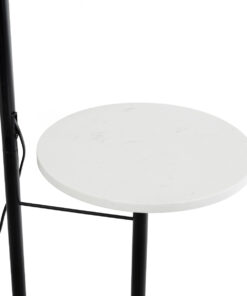 GloboStar® CORDELIA 02026 Μοντέρνο Επιδαπέδιο Φωτιστικό Μονόφωτο 1 x E27 IP20 - Μαύρο Μέταλλο, Λευκό Γυαλί με Λευκό Μάρμαρο - Μ30 x Π38 x Υ180cm 15 02026 6