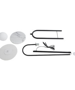 GloboStar® CORDELIA 02026 Μοντέρνο Επιδαπέδιο Φωτιστικό Μονόφωτο 1 x E27 IP20 - Μαύρο Μέταλλο, Λευκό Γυαλί με Λευκό Μάρμαρο - Μ30 x Π38 x Υ180cm 18 02026 9