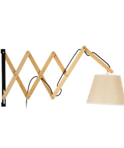 GloboStar® TALISHA 02028 Μοντέρνο Επιτοίχιο Φωτιστικό Απλίκα Μονόφωτο 1 x E27 IP20 Μπεζ Ξύλο με Μπεζ Ύφασμα - Μ100 x Π15 x Υ36cm 12 02028 4