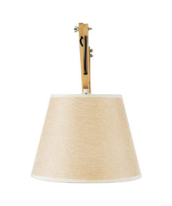 GloboStar® TALISHA 02028 Μοντέρνο Επιτοίχιο Φωτιστικό Απλίκα Μονόφωτο 1 x E27 IP20 Μπεζ Ξύλο με Μπεζ Ύφασμα - Μ100 x Π15 x Υ36cm 13 02028 5