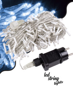 GloboStar® 85837 Διακοσμητική Γιρλάντα 23 Μέτρα με Controller 8 Προγραμμάτων Εναλλαγών Φωτισμού - Επεκτεινόμενη 200 LED 3.6W AC 230V με Διάφανο Καλώδιο & Πρίζα Schuko Αδιάβροχη IP44 Ψυχρό Λευκό 6000K Μ23m