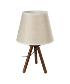 GloboStar® GloboStar® BIOKO 02031 Μοντέρνο Επιτραπέζιο Φωτιστικό Πορτατίφ Μονόφωτο 1 x E27 IP20 Καφέ Ξύλο με Μπεζ Ύφασμα - Μ25 x Π25 x Υ40cm