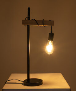 GLOBOSTAR® MINDELO 02032 Μοντέρνο Επιτραπέζιο Φωτιστικό Πορτατίφ με Ντουί 1 x E27 AC 220-240V IP20 - Μαύρο & Μπεζ - Μ25 x Π15 x Υ60cm 21 02032 11