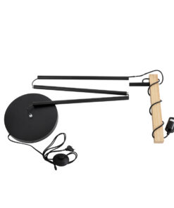 GloboStar® MINDELO 02033 Μοντέρνο Επιδαπέδιο Φωτιστικό Μονόφωτο 1 x E27 IP20 Μαύρο Μέταλλο με Μπεζ Ξύλο - Μ35 x Π24 x Υ150cm 21 02033 11