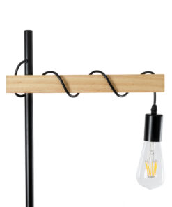 GloboStar® MINDELO 02033 Μοντέρνο Επιδαπέδιο Φωτιστικό Μονόφωτο 1 x E27 IP20 Μαύρο Μέταλλο με Μπεζ Ξύλο - Μ35 x Π24 x Υ150cm 17 02033 7