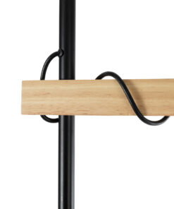 GloboStar® MINDELO 02033 Μοντέρνο Επιδαπέδιο Φωτιστικό Μονόφωτο 1 x E27 IP20 Μαύρο Μέταλλο με Μπεζ Ξύλο - Μ35 x Π24 x Υ150cm 18 02033 8