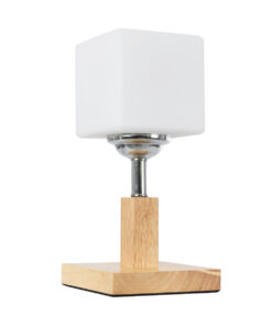 Alternative view of GloboStar® COVE 02037 Μοντέρνο Επιτραπέζιο Φωτιστικό Πορτατίφ Μονόφωτο 1 x E27 IP20 Μπεζ Ξύλο, Ασημί Μέταλλο με Λευκό Γυαλί - Μ12 x Π12 x Υ25cm