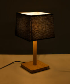 Alternative view of GloboStar® KOLIPE 02039 Μοντέρνο Επιτραπέζιο Φωτιστικό Πορτατίφ Μονόφωτο 1 x E27 IP20 Μπεζ Ξύλο με Μαύρο Ύφασμα - Μ20 x Π20 x Υ38cm