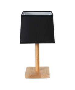 GloboStar® KOLIPE 02039 Μοντέρνο Επιτραπέζιο Φωτιστικό Πορτατίφ Μονόφωτο 1 x E27 IP20 Μπεζ Ξύλο με Μαύρο Ύφασμα - Μ20 x Π20 x Υ38cm 12 02039 4