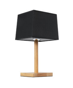 GloboStar® KOLIPE 02039 Μοντέρνο Επιτραπέζιο Φωτιστικό Πορτατίφ Μονόφωτο 1 x E27 IP20 Μπεζ Ξύλο με Μαύρο Ύφασμα - Μ20 x Π20 x Υ38cm 14 02039 6