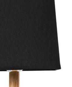 GloboStar® KOLIPE 02039 Μοντέρνο Επιτραπέζιο Φωτιστικό Πορτατίφ Μονόφωτο 1 x E27 IP20 Μπεζ Ξύλο με Μαύρο Ύφασμα - Μ20 x Π20 x Υ38cm 15 02039 7
