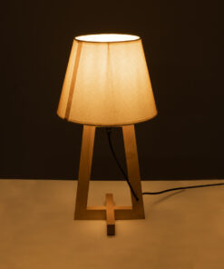 Alternative view of GloboStar® TAKIKO 02042 Μοντέρνο Επιτραπέζιο Φωτιστικό Πορτατίφ Μονόφωτο 1 x E27 IP20 Μπεζ Ξύλο με Μπεζ Ύφασμα - Μ25 x Π25 x Υ48cm