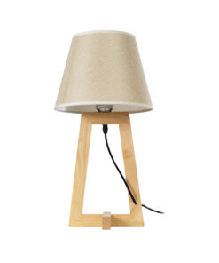 GloboStar® TAKIKO 02042 Μοντέρνο Επιτραπέζιο Φωτιστικό Πορτατίφ Μονόφωτο 1 x E27 IP20 Μπεζ Ξύλο με Μπεζ Ύφασμα - Μ25 x Π25 x Υ48cm 13 02042 5