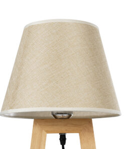 GloboStar® TAKIKO 02042 Μοντέρνο Επιτραπέζιο Φωτιστικό Πορτατίφ Μονόφωτο 1 x E27 IP20 Μπεζ Ξύλο με Μπεζ Ύφασμα - Μ25 x Π25 x Υ48cm 14 02042 6