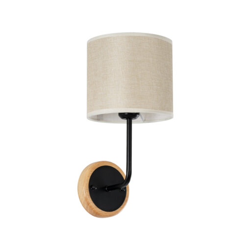 GloboStar® GLOBOSTAR® MANU 02043 Μοντέρνο Φωτιστικό Τοίχου - Απλίκα με Ντουί 1 x E27 AC 220-240V IP20 - Μαύρο & Μπεζ - Μ18 x Π20 x Υ37cm