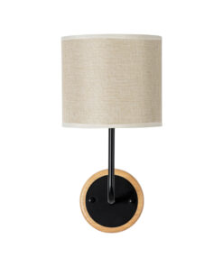 GLOBOSTAR® MANU 02043 Μοντέρνο Φωτιστικό Τοίχου - Απλίκα με Ντουί 1 x E27 AC 220-240V IP20 - Μαύρο & Μπεζ - Μ18 x Π20 x Υ37cm 12 02043 5