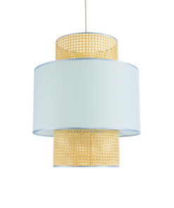 GloboStar® GLOBOSTAR® SAIGE 02045 Boho Κρεμαστό Φωτιστικό Οροφής με Ντουί 1 x E27 AC 220-240V IP20 - Γαλάζιο & Μπεζ - Μ50 x Π50 x Υ60cm