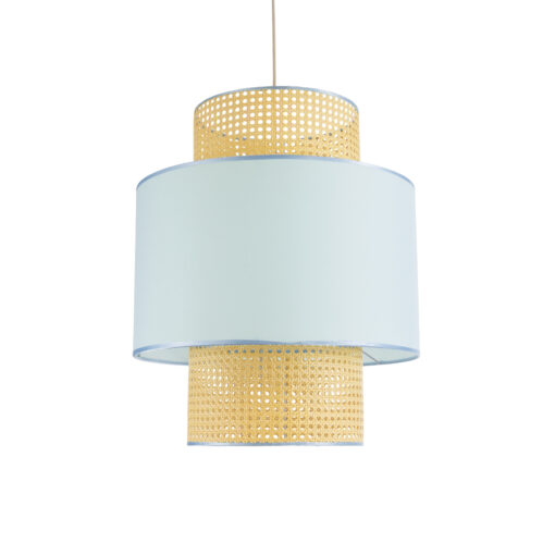 GloboStar® GLOBOSTAR® SAIGE 02045 Boho Κρεμαστό Φωτιστικό Οροφής με Ντουί 1 x E27 AC 220-240V IP20 - Γαλάζιο & Μπεζ - Μ50 x Π50 x Υ60cm