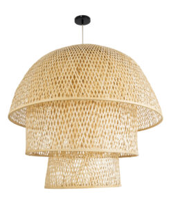 GLOBOSTAR® HIROKA 02046 Boho Κρεμαστό Φωτιστικό Οροφής με Ντουί 1 x E27 AC 220-240V IP20 - Μπεζ - Μ100 x Π100 x Υ110cm 12 02046 4