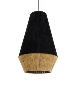 GloboStar® GLOBOSTAR® SALERNO 02080 Boho Κρεμαστό Φωτιστικό Οροφής με Ντουί 1 x E27 AC 220-240V IP20 - Μαύρο & Μπεζ - Μ50 x Π50 x Υ80cm