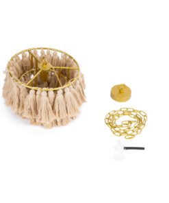 GLOBOSTAR® MISSOULA 02084 Boho Κρεμαστό Φωτιστικό Οροφής με Ντουί 1 x E27 AC 220-240V IP20 - Μπεζ & Χρυσό - Μ30 x Π30 x Υ40cm 19 02084 10