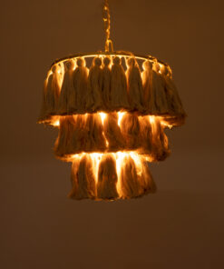 Alternative view of GLOBOSTAR® MISSOULA 02084 Boho Κρεμαστό Φωτιστικό Οροφής με Ντουί 1 x E27 AC 220-240V IP20 - Μπεζ & Χρυσό - Μ30 x Π30 x Υ40cm