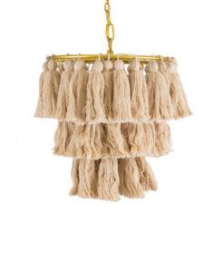 GLOBOSTAR® MISSOULA 02084 Boho Κρεμαστό Φωτιστικό Οροφής με Ντουί 1 x E27 AC 220-240V IP20 - Μπεζ & Χρυσό - Μ30 x Π30 x Υ40cm 14 02084 5