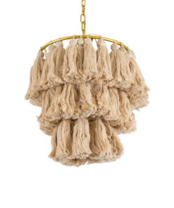 GLOBOSTAR® MISSOULA 02084 Boho Κρεμαστό Φωτιστικό Οροφής με Ντουί 1 x E27 AC 220-240V IP20 - Μπεζ & Χρυσό - Μ30 x Π30 x Υ40cm 15 02084 6