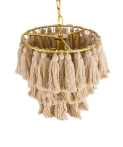 GLOBOSTAR® MISSOULA 02084 Boho Κρεμαστό Φωτιστικό Οροφής με Ντουί 1 x E27 AC 220-240V IP20 - Μπεζ & Χρυσό - Μ30 x Π30 x Υ40cm 16 02084 7