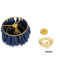 GLOBOSTAR® MISSOULA 02085 Boho Κρεμαστό Φωτιστικό Οροφής με Ντουί 1 x E27 AC 220-240V IP20 - Μπλε, Χρυσό & Μαύρο - Μ30 x Π30 x Υ40cm 19 02085 10