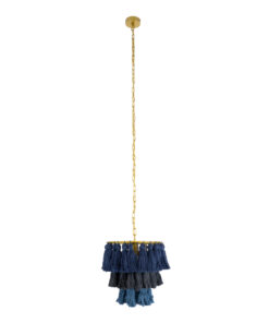 GLOBOSTAR® MISSOULA 02085 Boho Κρεμαστό Φωτιστικό Οροφής με Ντουί 1 x E27 AC 220-240V IP20 - Μπλε, Χρυσό & Μαύρο - Μ30 x Π30 x Υ40cm 13 02085 4