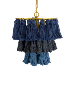 GLOBOSTAR® MISSOULA 02085 Boho Κρεμαστό Φωτιστικό Οροφής με Ντουί 1 x E27 AC 220-240V IP20 - Μπλε, Χρυσό & Μαύρο - Μ30 x Π30 x Υ40cm 14 02085 5