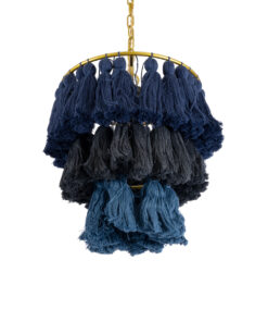 GLOBOSTAR® MISSOULA 02085 Boho Κρεμαστό Φωτιστικό Οροφής με Ντουί 1 x E27 AC 220-240V IP20 - Μπλε, Χρυσό & Μαύρο - Μ30 x Π30 x Υ40cm 15 02085 6