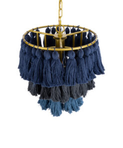 GLOBOSTAR® MISSOULA 02085 Boho Κρεμαστό Φωτιστικό Οροφής με Ντουί 1 x E27 AC 220-240V IP20 - Μπλε, Χρυσό & Μαύρο - Μ30 x Π30 x Υ40cm 16 02085 7