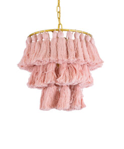 GloboStar® GLOBOSTAR® MISSOULA 02086 Boho Κρεμαστό Φωτιστικό Οροφής με Ντουί 1 x E27 AC 220-240V IP20 - Ροζ & Χρυσό - Μ30 x Π30 x Υ40cm