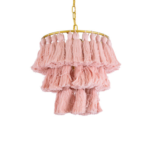 GloboStar® GLOBOSTAR® MISSOULA 02086 Boho Κρεμαστό Φωτιστικό Οροφής με Ντουί 1 x E27 AC 220-240V IP20 - Ροζ & Χρυσό - Μ30 x Π30 x Υ40cm