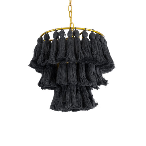 GloboStar® GLOBOSTAR® MISSOULA 02087 Boho Κρεμαστό Φωτιστικό Οροφής με Ντουί 1 x E27 AC 220-240V IP20 - Μαύρο & Χρυσό - Μ30 x Π30 x Υ40cm