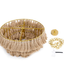 GLOBOSTAR® MISSOULA 02088 Boho Κρεμαστό Φωτιστικό Οροφής με Ντουί 1 x E27 AC 220-240V IP20 - Μπεζ & Χρυσό - Μ60 x Π60 x Υ40cm 20 02088 10