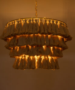 Alternative view of GLOBOSTAR® MISSOULA 02088 Boho Κρεμαστό Φωτιστικό Οροφής με Ντουί 1 x E27 AC 220-240V IP20 - Μπεζ & Χρυσό - Μ60 x Π60 x Υ40cm