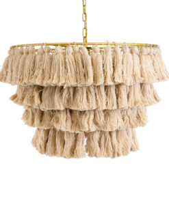 GLOBOSTAR® MISSOULA 02088 Boho Κρεμαστό Φωτιστικό Οροφής με Ντουί 1 x E27 AC 220-240V IP20 - Μπεζ & Χρυσό - Μ60 x Π60 x Υ40cm 15 02088 5