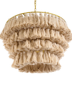 GLOBOSTAR® MISSOULA 02088 Boho Κρεμαστό Φωτιστικό Οροφής με Ντουί 1 x E27 AC 220-240V IP20 - Μπεζ & Χρυσό - Μ60 x Π60 x Υ40cm 16 02088 6