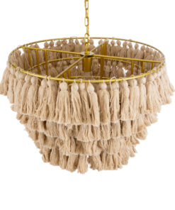 GLOBOSTAR® MISSOULA 02088 Boho Κρεμαστό Φωτιστικό Οροφής με Ντουί 1 x E27 AC 220-240V IP20 - Μπεζ & Χρυσό - Μ60 x Π60 x Υ40cm 17 02088 7