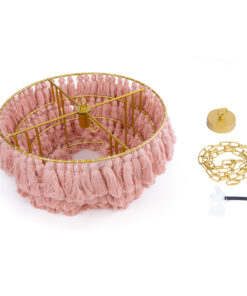 GLOBOSTAR® MISSOULA 02090 Boho Κρεμαστό Φωτιστικό Οροφής με Ντουί 1 x E27 AC 220-240V IP20 - Ροζ & Χρυσό - Μ60 x Π60 x Υ40cm 19 02090 10