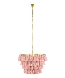 GLOBOSTAR® MISSOULA 02090 Boho Κρεμαστό Φωτιστικό Οροφής με Ντουί 1 x E27 AC 220-240V IP20 - Ροζ & Χρυσό - Μ60 x Π60 x Υ40cm 13 02090 4