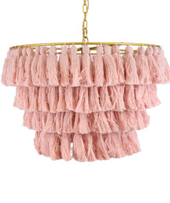 GLOBOSTAR® MISSOULA 02090 Boho Κρεμαστό Φωτιστικό Οροφής με Ντουί 1 x E27 AC 220-240V IP20 - Ροζ & Χρυσό - Μ60 x Π60 x Υ40cm 14 02090 5