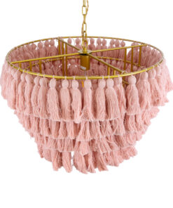 GLOBOSTAR® MISSOULA 02090 Boho Κρεμαστό Φωτιστικό Οροφής με Ντουί 1 x E27 AC 220-240V IP20 - Ροζ & Χρυσό - Μ60 x Π60 x Υ40cm 16 02090 7